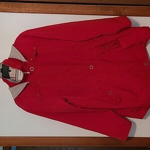 Liz Claiborne dark red hooded rain jacket coat Sz XL